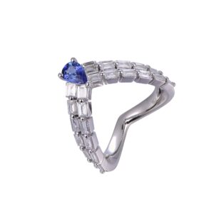 Blue Shappire and Diamond studded Ring